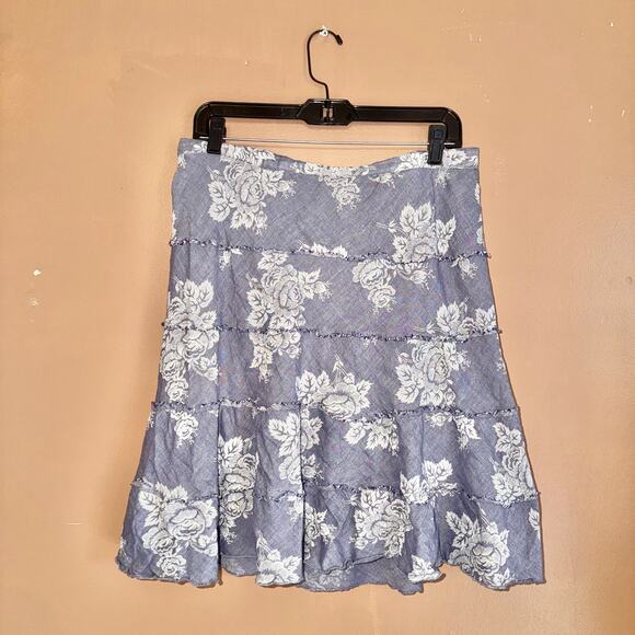 Studio West Apparel Women's Blue Floral Midi Skirt - Size Large - Picture 4 of 7